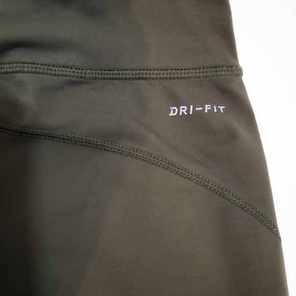 Nike Soul Cycle Olive Green & White Cropped Dri-Fit Athletic Running Leggings, S - Picture 5 of 16
